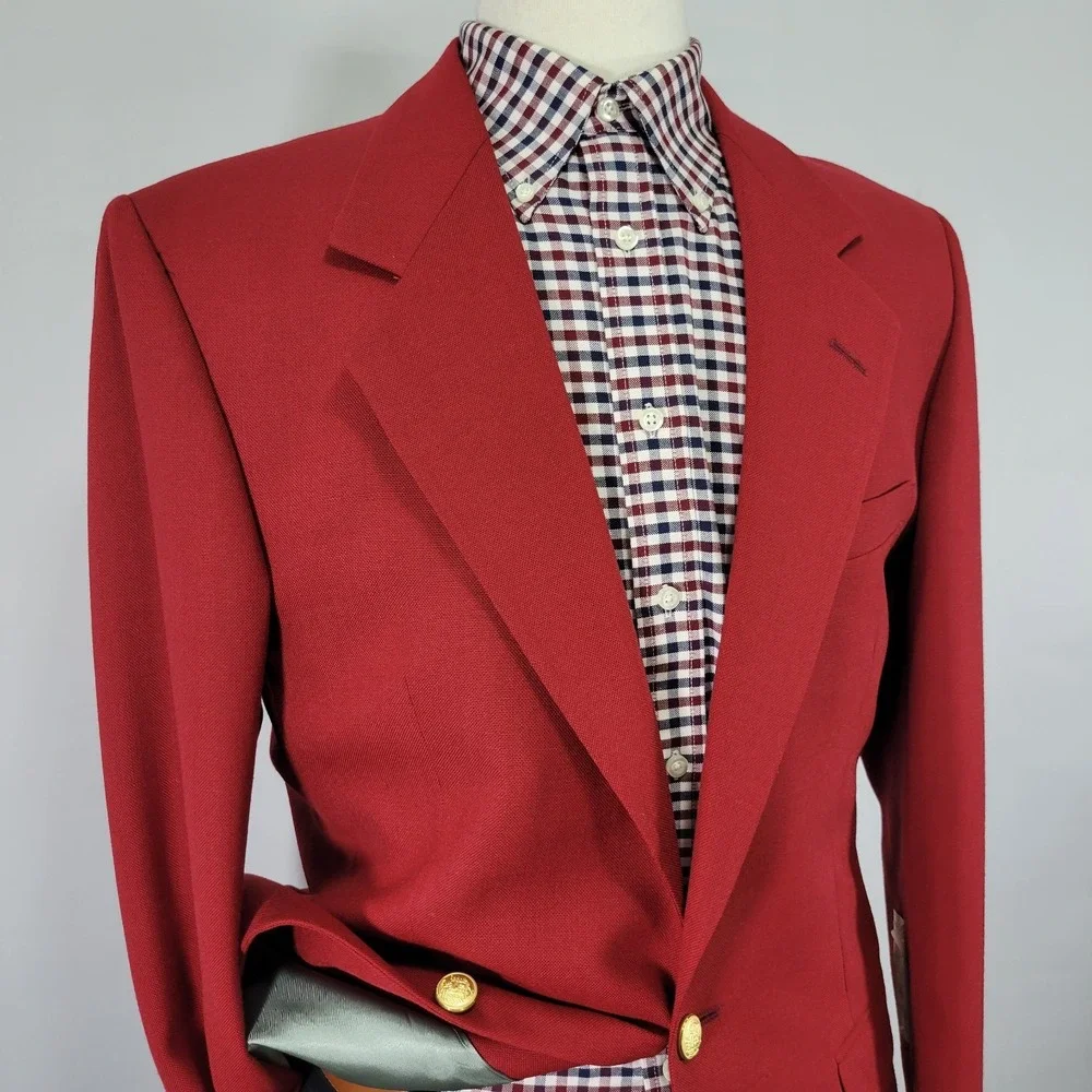 D.S.STUART Men's Sport Coat Blazer Two‎ Button Red Polyester Wool Size 40L NEW